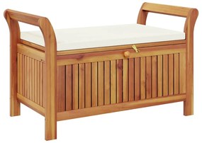 vidaXL tömör akácfa kerti tárolópad párnával 91 cm