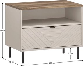 Éjjeliszekrény, kasmír/castello tölgy, EYCO 1S