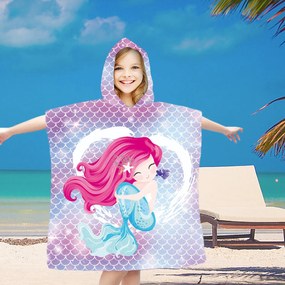Gyerek poncsó MERMAID rózsaszín 60x90 cm
