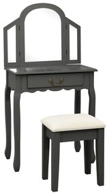 szürke császárfa MDF fésülködőasztal ülőkével 65x36x128 cm