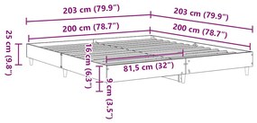 fekete szerelt fa ágykeret matrac nélkül 200 x 200 cm