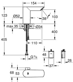 GROHE 36451000 - Elektronikus mosdócsaptelep BAU COSMOPOLITAN E fényes króm