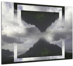 Kép - Hegyek Izlandon, geometrikus kollázs (70x50 cm)