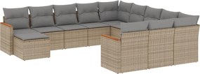 vidaXL 12 részes bézs polyrattan kerti ülőgarnitúra párnákkal
