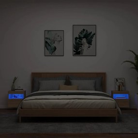 2 db sonoma tölgy színű fali TV-szekrény LED-del 40x30x40 cm