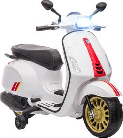 AIYAPLAY 12V Elektromos Motor 3-6 Éves Gyerekeknek Vespa Engedéllyel, Tanuló Kerekekkel, Fényszóróval és Zenével, Játék Motorkerékpár PP-ből és Fémből