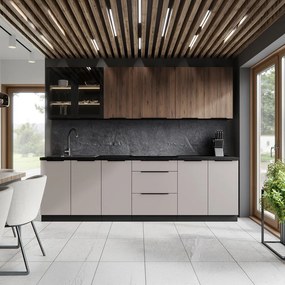 Alsó sarokszekrény, kasmír/fekete, ARAKA 90x90 DN 2F BB