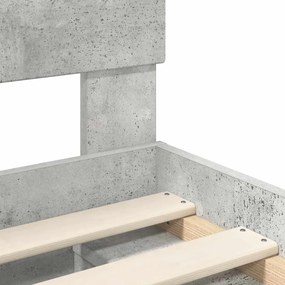 vidaXL Ágykeret fejtámlával Beton 200 x 200 cm Tömör fenyőfa