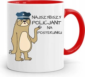 Piros Bögre Ajándék A Leggyorsabb Rendőrnek fényképes nyomtatással