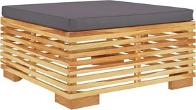 vidaXL tömör tíkfa kerti lábtartó sötétszürke párnával