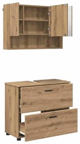 Fürdőszoba bútor szett 2 pcs kézműves tölgy 76.5 x 35 x 64 cm