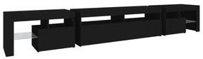 fekete TV-szekrény LED-világítással 260x36,5x40 cm