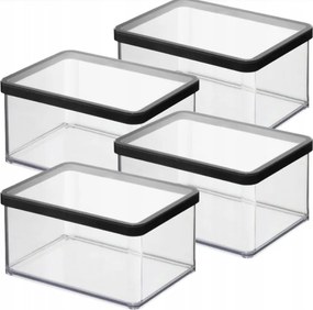 Rotho 4 Db-os Ételtároló Szett Ömlesztett Árukhoz 2,25L Fekete Loft