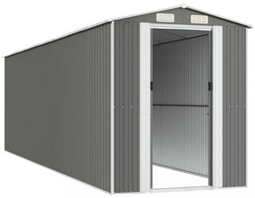 világosszürke horganyzott acél kerti fészer 192 x 689 x 223 cm