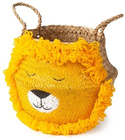 Sárga-natúr színű tengerifű játéktároló kosár ø 30x28 cm Lion – Compactor