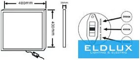 ELDLUX LP40-30W-3C Négyzetes Mennyezeti Lámpa IP20