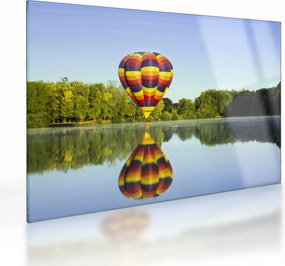 Hőlégballon a tónál képe (üvegen) (70x50 cm)