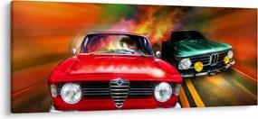 Kép - Retro versenyautók (120x50 cm)
