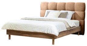 Világos rózsaszín kárpitozott franciaágy ágyráccsal 180x200 cm Kumo – Bobochic Paris