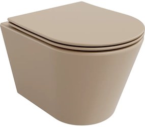 Mexen Rico Rimless WC csésze lassan záródó, slim duroplaszt ülőkével, cappuccino matt - 30724064