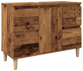 antik fa színű szerelt fa mosdószekrény 80 x 33 x 60 cm