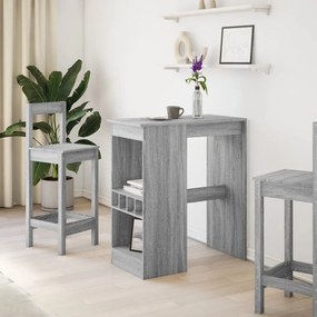 szürke sonoma szerelt fa bárasztal tárolókkal 90x47,5x103,5 cm