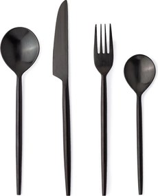 Fekete rozsdamentes acél négyszemélyes evőeszköz készlet 16 db-os Bronte – Bizzotto