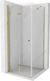 Mexen Lima  Zuhanykabin Csukló ajtóval  70 x 70 cm,  átlátszó üveg, arany  - 856-070-070-50-00 Csukló ajtós