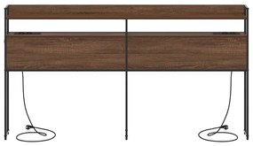 Fejtámla LED -es lámpákkal polcokkal barna tölgy 200 cm Faanyag