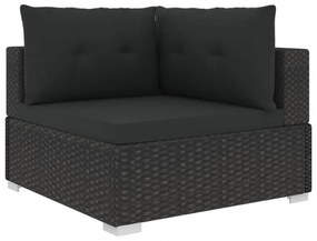vidaXL 6 részes fekete polyrattan kerti ülőgarnitúra párnákkal