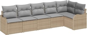 vidaXL Kerti Kanapé Szett párnával tárolóval 6 pcs Bézs Poli rattan