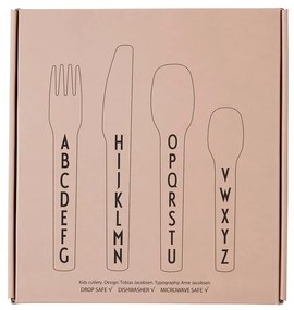 4 db-os rózsaszín gyerek evőeszköz készlet - Design Letters