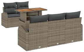 vidaXL Kerti Kanapé Szett tárolóval 6 pcs Szürke Poli rattan