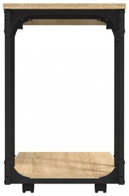 sonoma tölgy szerelt fa kisasztal kerekekkel 50 x 35 x 55,5 cm