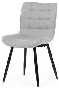 Scaun de sufragerie, material argintiu, picioare metalice negre