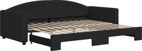 vidaXL fekete kihúzható szövet heverő 90x200 cm