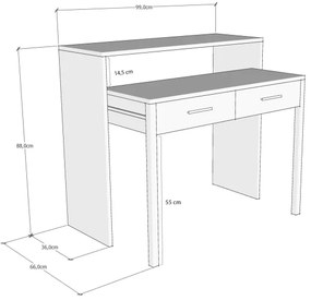 Munkaasztal 88x99 cm fehér/bézs