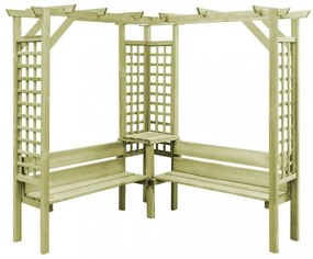 impregnált fenyőfa sarokpergola paddal