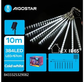Aigostar - LED napelemes karácsonyi fényfüzér 384 LED/13m IP65 hideg fehér