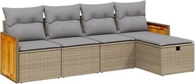vidaXL 5 részes vegyes bézs polyrattan kerti ülőgarnitúra párnákkal