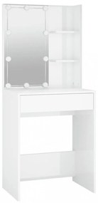 magasfényű fehér fésülködőasztal LED-del 60 x 40 x 140 cm