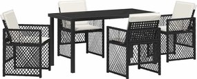 vidaXL Kert étkező szett 5 pcs Fekete polirattan