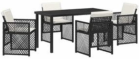 vidaXL Kert étkező szett 5 pcs Fekete polirattan