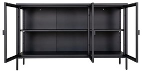 Brisbane vitrines komód, 3 ajtó, acél, fekete 140x40x85 cm