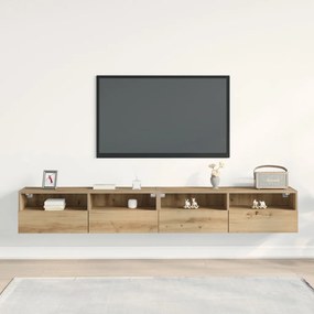TV Fali Szekrények 2 db Artisan Tölgy 100x30x30 cm Műanyag