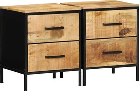 vidaXL Éjjeliszekrény fiókkal 2 pcs Barna és fekete 40 x 35 x 50 cm