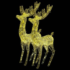 2 db meleg fehér XXL akril karácsonyi rénszarvas 250 LED 180 cm