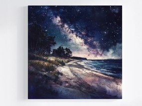 Vászonkép Canvas Tengerpart Tejút Ég Csillagok Éjszaka 40x40