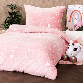 4Home Heart világító mikroflanel ágyneműhuzat , 140 x 200 cm, 70 x 90 cm