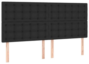 fekete műbőr rugós ágy matraccal és LED-del 160x200 cm